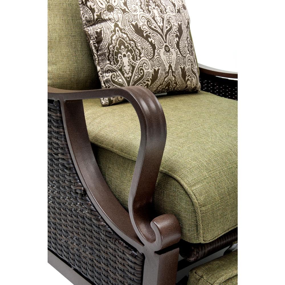 Hanover Ventura Reclining Wicker Outdoor Lounge Chair with Vintage Meadow Cushion VENTURAREC