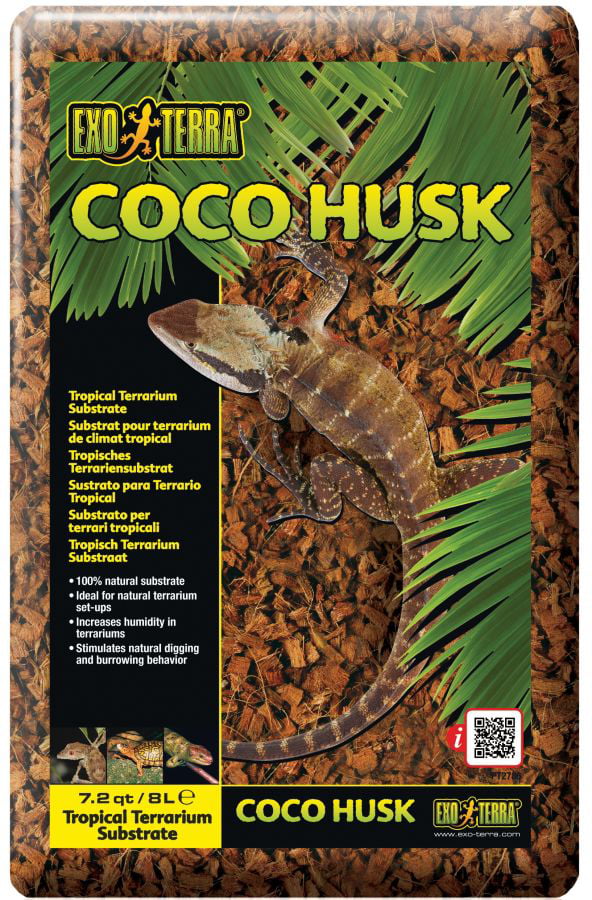 Exo Terra Coco Husk Coconut Fiber Bedding for Reptile Terrariums 8 qt Pack of 2