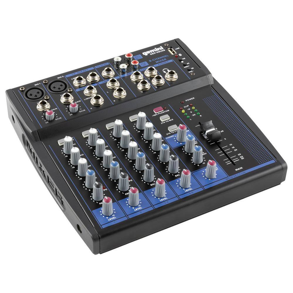 Gemini Compact 8-Channel Bluetooth Audio Mixer GEM-08USB