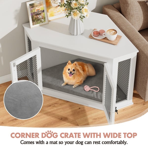 Corner Dog Crate Dog Kennel with Cushion Indoor Dog Crate Cage