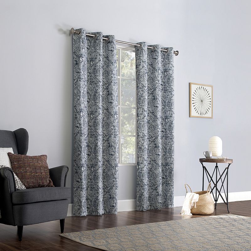 No. 918 Kenji Medallion Draft Shield Fleece Insulated Room Darkening Grommet Window Curtain