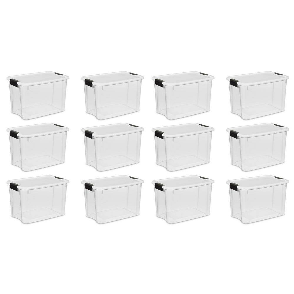 Sterilite 30 Qt. Ultra-Latch Storage Box with White Lid and Clear Base (12-Pack) 12 x 19859806