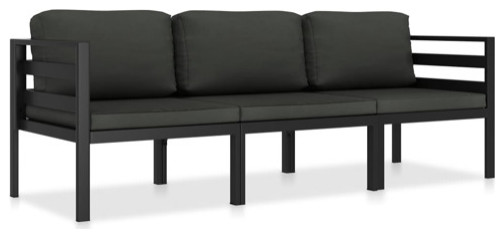 vidaXL Patio Furniture Set 4 Piece Outdoor Sectional Sofa Aluminum Anthracite   Transitional   Outdoor Sofas   by vidaXL LLC  Houzz