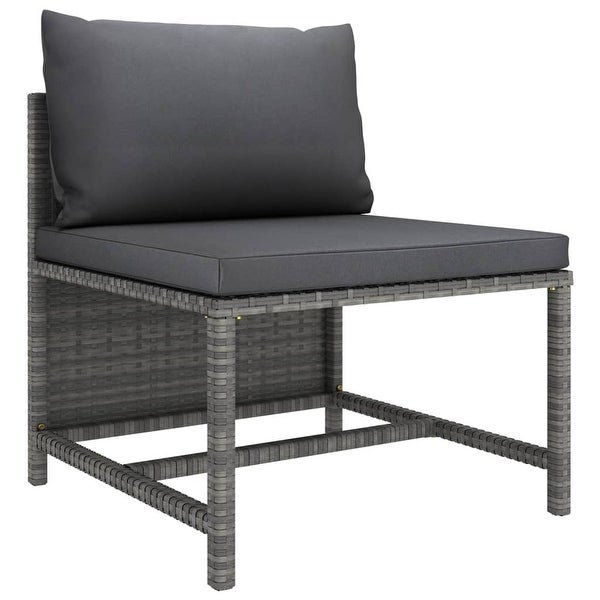 10 Piece Patio Lounge Set with Cushions Poly Rattan Gray