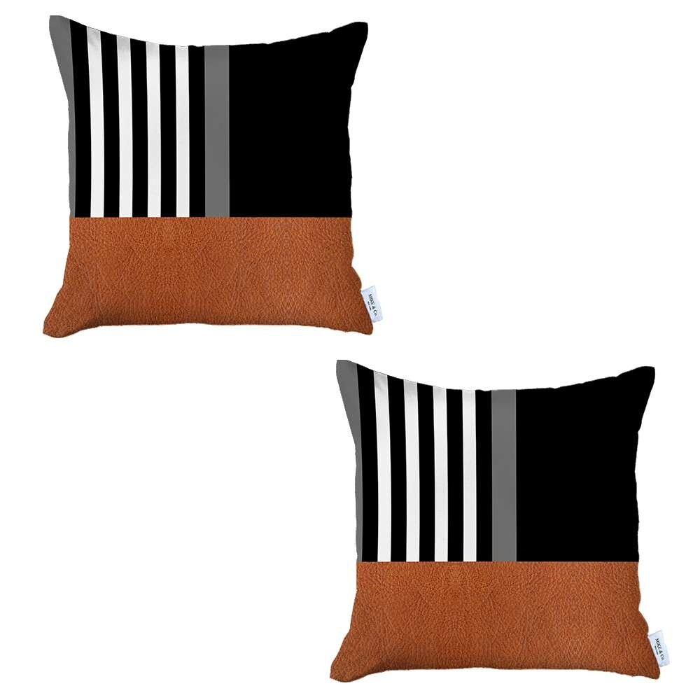 Brown and Black Printed Pillow Covers