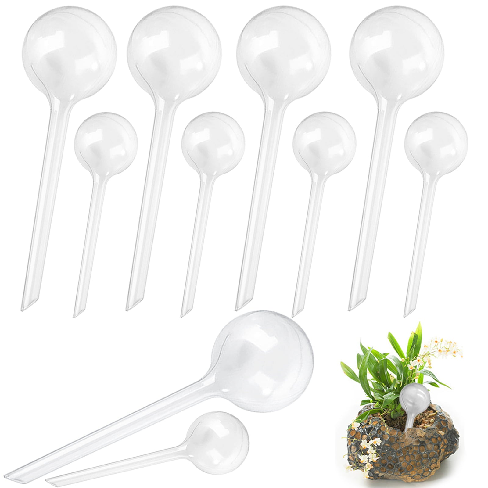 10 Pack Clear Plant Watering Globes，Plastic Self Watering Bulbs for Indoor Plants，Garden Water Device Automatic Plant Waterer Indoor Outdoor