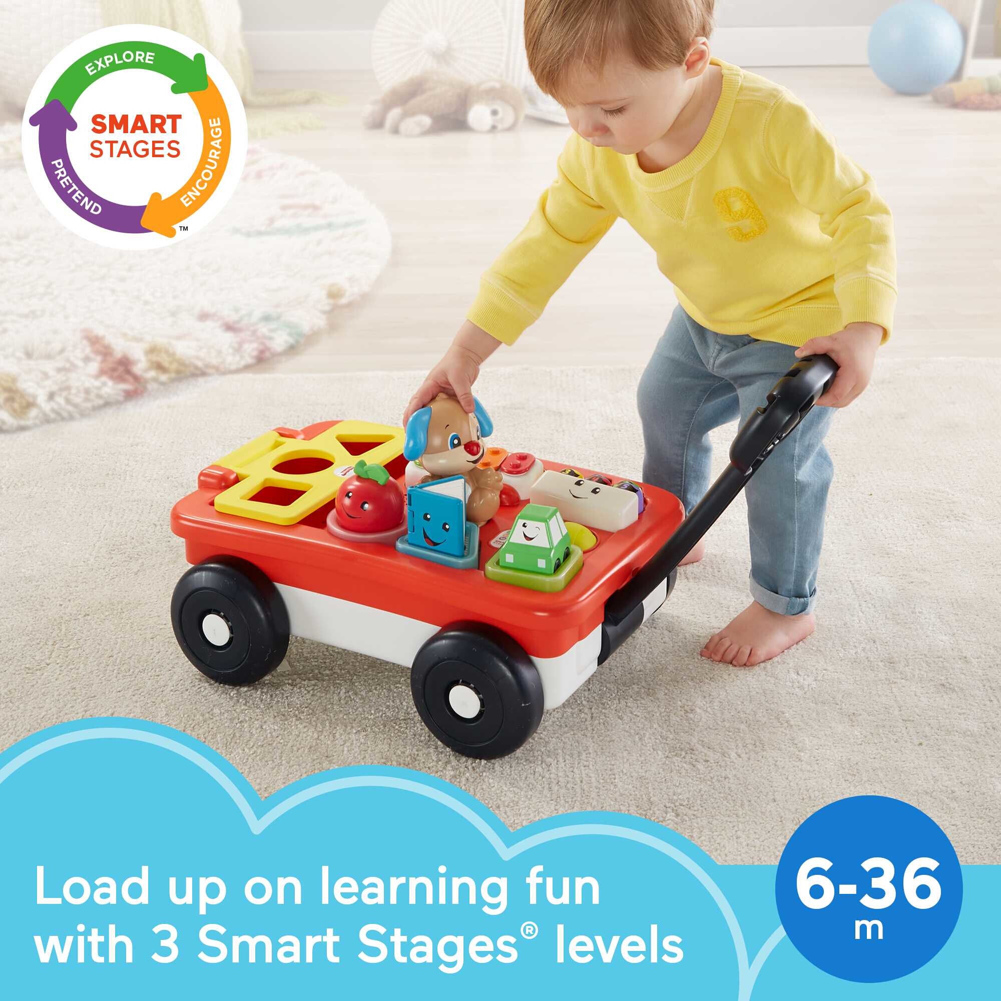 Fisher-Price Laugh and Learn Pull and Play Learning Wagon Baby and Toddler Toy with 4 Accessories