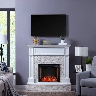 Southern Enterprises Bremma Alexa-Enabled Smart 48 in. Electric Smart Fireplace in White HD014531