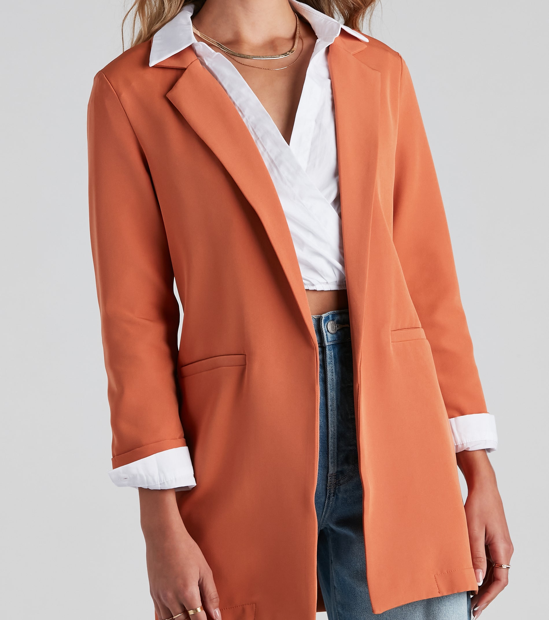 Biz Call 3/4 Sleeve Boyfriend Blazer