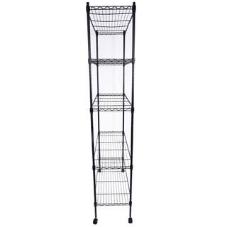 Karl home Black 5-Tier Metal Freestanding Garage Storage Shelving Unit with Wheels (13.78 in. W x 65 in. H x 35.43 in. D) 302992573365