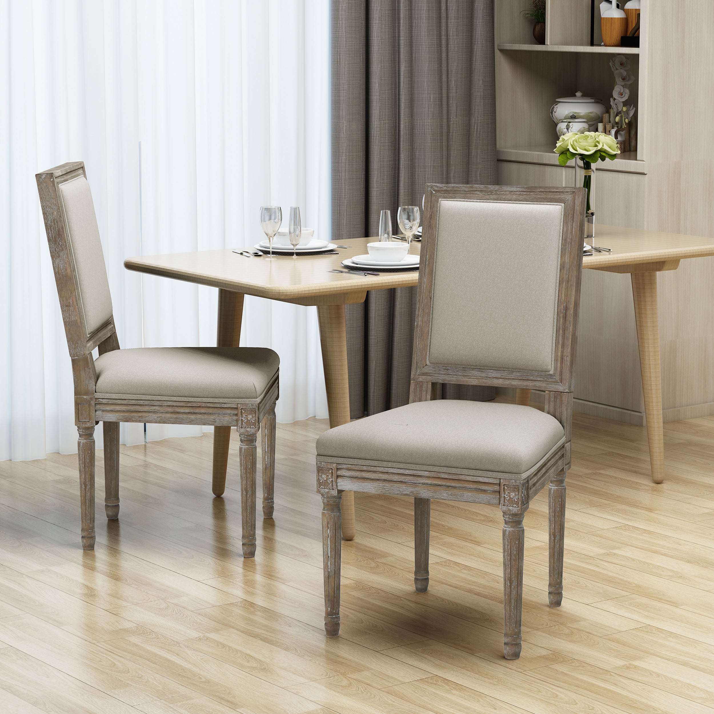 Margaret Traditional Fabric Dining Chairs (Set of 2)