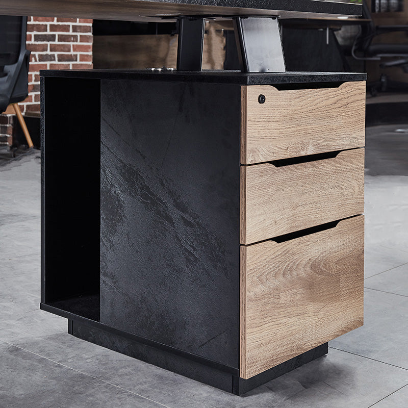 ARTO Single Workstation Desk with Right Cabinet 1.2M - Warm Oak & Black