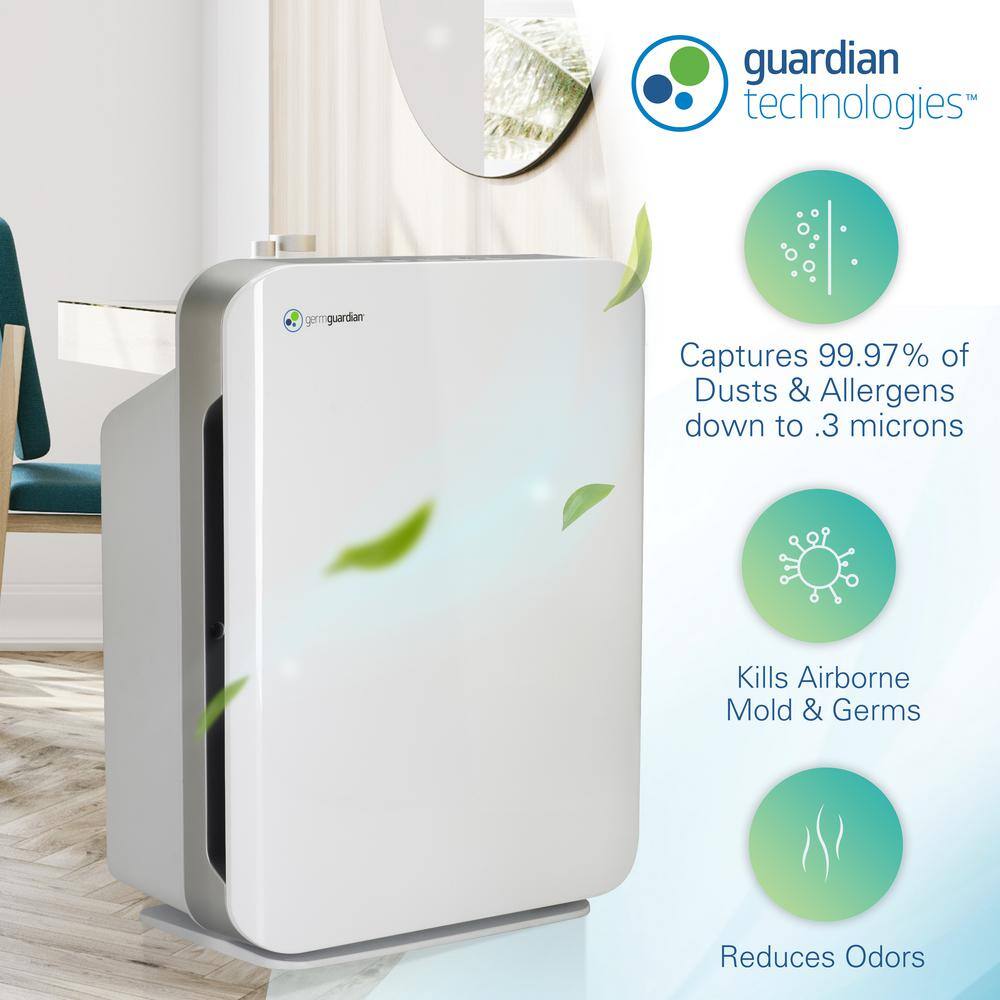 GermGuardian Hi-Performance Air Purifier with HEPA Filter and UV Sanitizer for Large Rooms up to 365 sq.ft. AC5900WCA