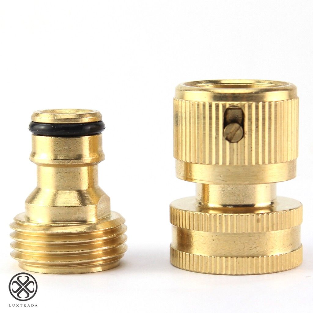 Luxtrada 4PCS 3/4' Garden Hose Quick Connect Water Hose Fit Brass Female Male Connector Set