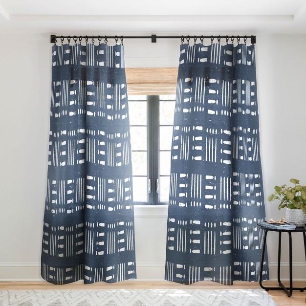 Coastl Studio Mudcloth Classic Blue Single Panel Sheer Window Curtain Deny Designs