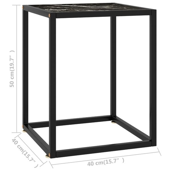 Coffee Table Black with Black Marble Glass 15.7