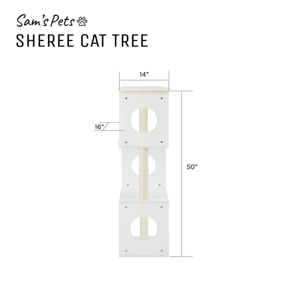 Sam's Pets Sheree 50 in. White Cat Tree SP-CT1297WH