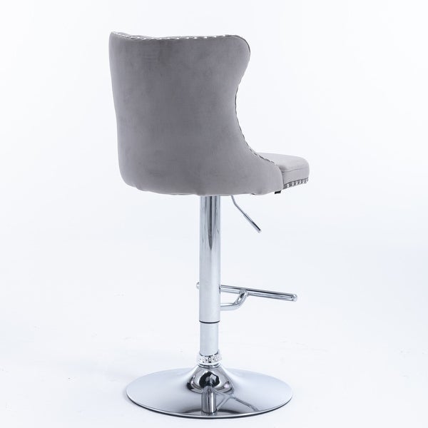 Swivel Velvet Barstools Adjusatble Seat Height from 25-33 Inch， Modern Upholstered Bar Stools (Set of 2) with Backs