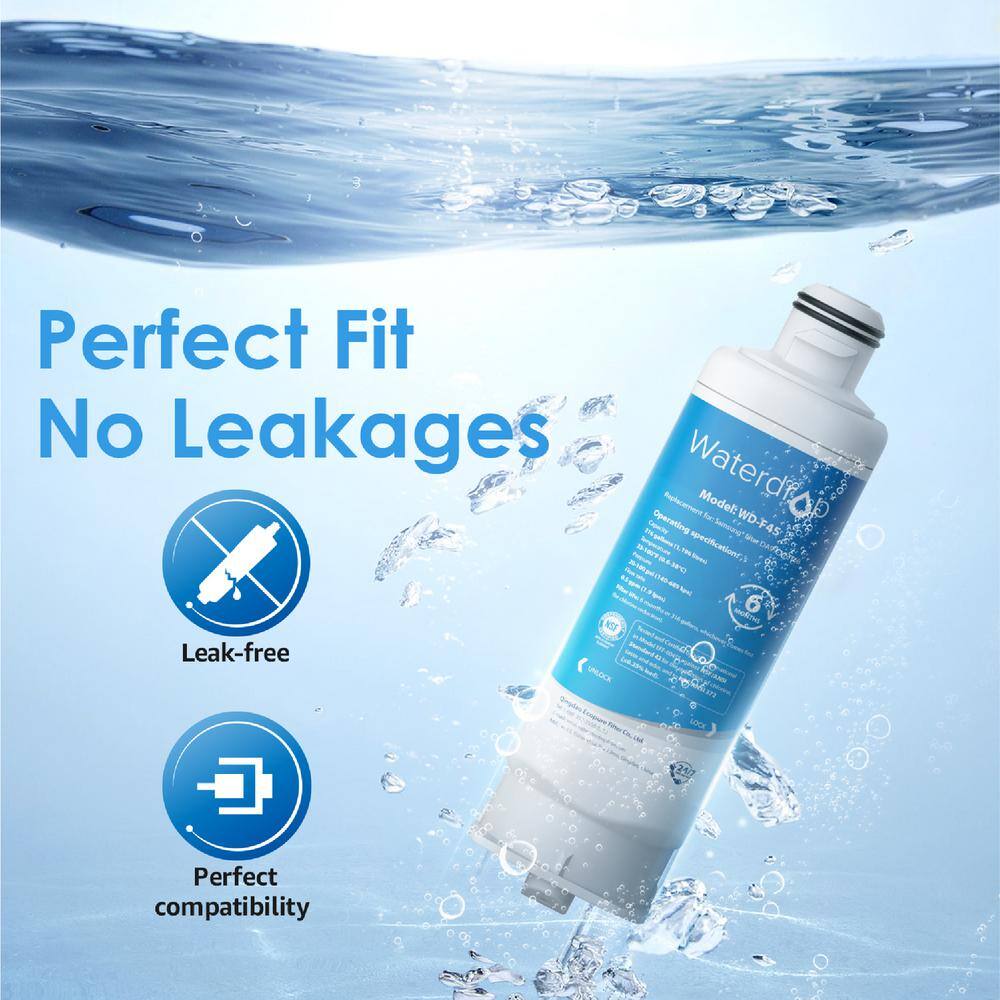 Waterdrop WD-DA97-17376B Replacement for  HAF-QINEXP DA97-08006C WD-F45 Refrigerator Water Filter (3-Pack) B-WD-F45-3