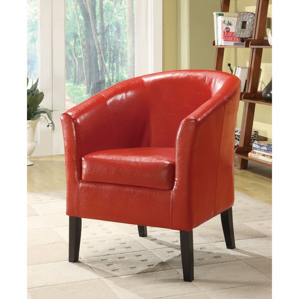 Linon Andrew Barrel Club Chair Hot Red Upholstery