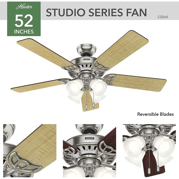 52 inch Studio Series New Bronze Ceiling Fan with LED Light Kit and Pull Chain Shopping - The Best Deals on Ceiling Fans | 41562994