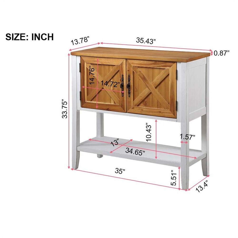 Console Table with Bottom Shelf and 2 Door Cabinet