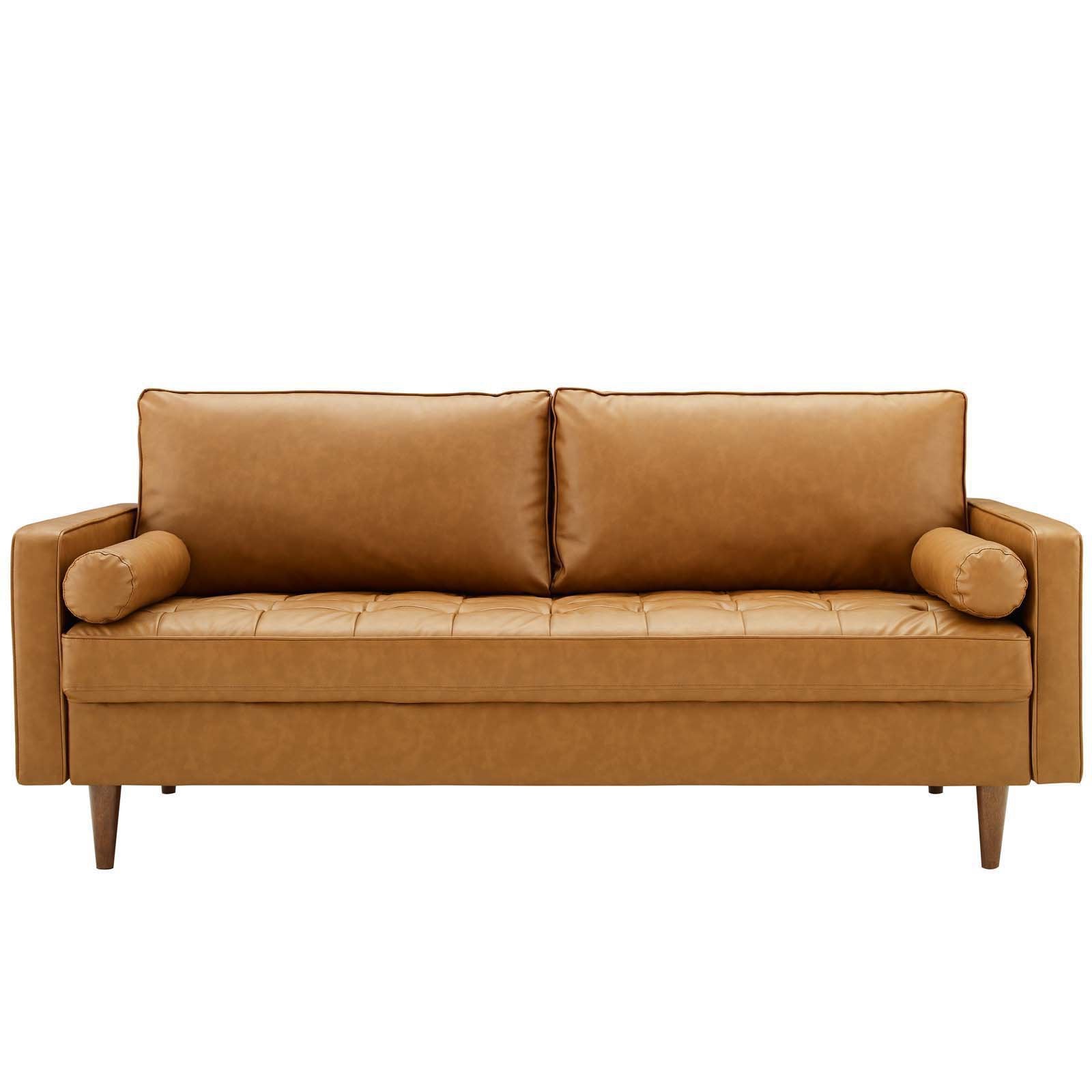 Modway Valour Faux Leather Sofa - Tan