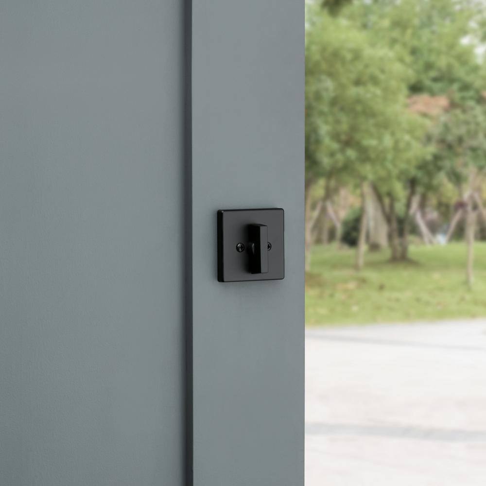 Kwikset 660 Contemporary Square Matte Black Single Cylinder Deadbolt featuring SmartKey Security and Microban Technology 660SQT514SMTV1