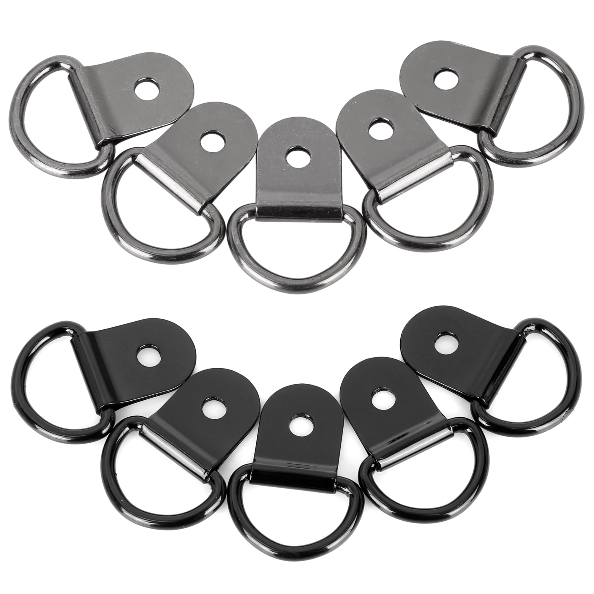 Unique Bargains 20pcs Titanium Tone Black D Shape Tie Down Anchors Lashing Ring for Car Trailers RV Boats