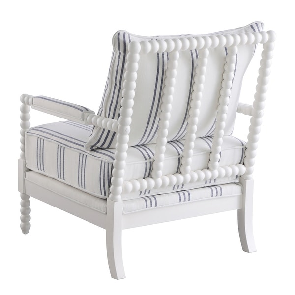 Coaster Furniture Blanchett White and Navy Upholstered Accent Chair