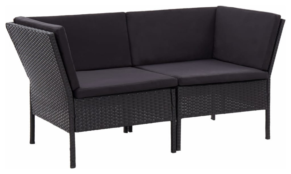 vidaXL Patio Furniture Set 8 Piece Sectional Sofa with Table Rattan Black   Tropical   Outdoor Lounge Sets   by vidaXL LLC  Houzz