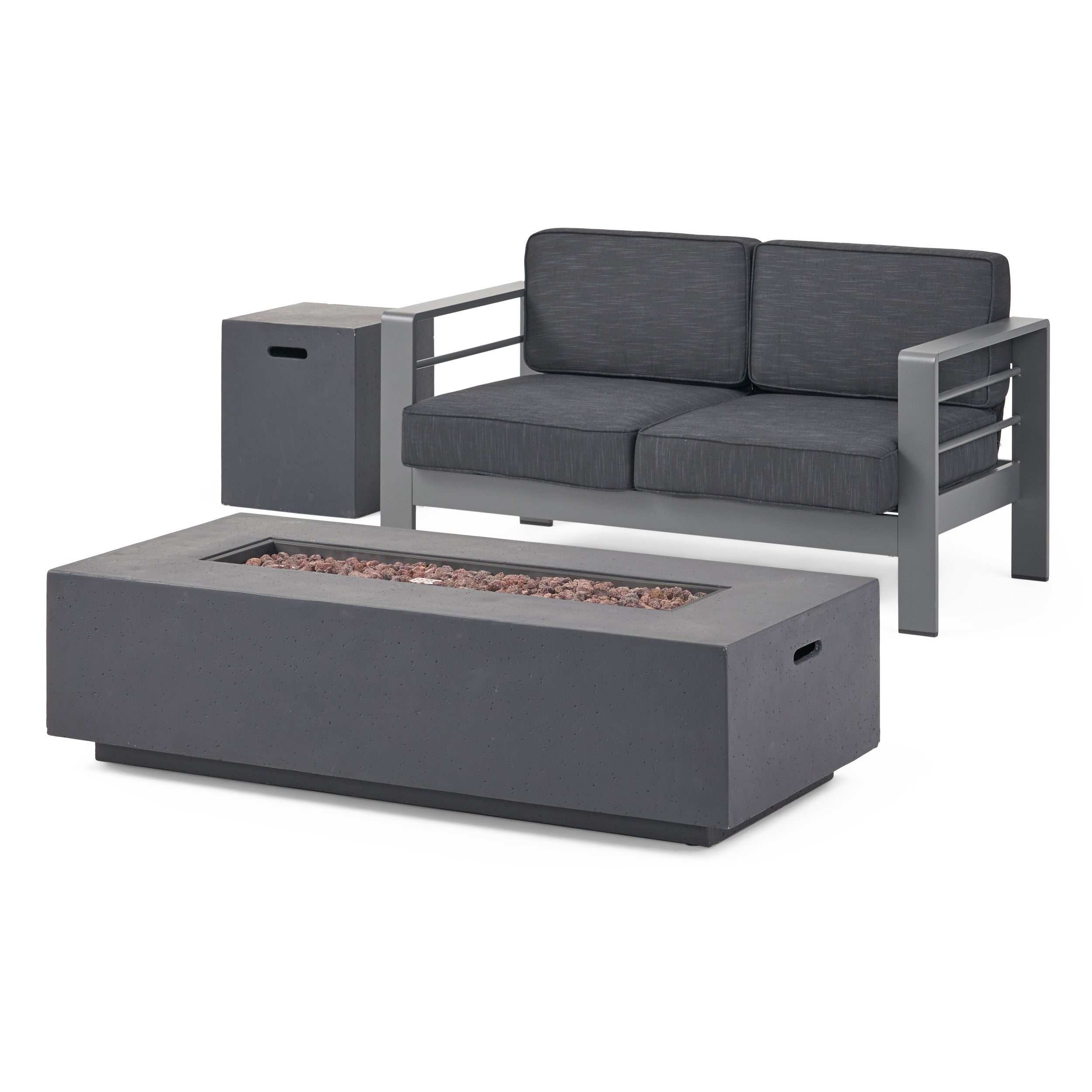 Danae Coral Outdoor Loveseat and Fire Pit Set