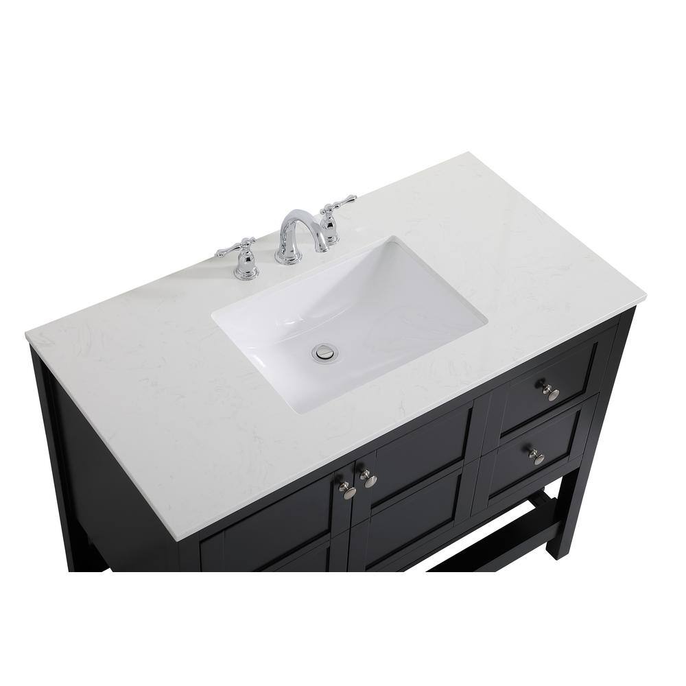 Simply Living 42 in. Single Bathroom Vanity in Black with Quartz Vanity Top in Calacatta White SL49326BK