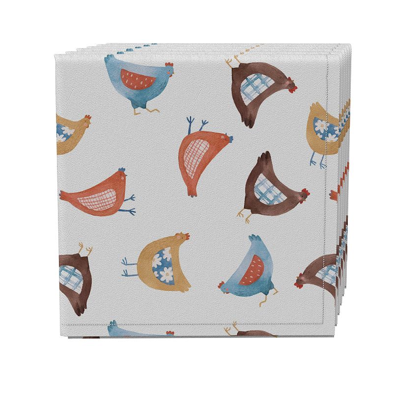 Napkin Set of 4， 100% Cotton， 20x20， Country Chickens Design