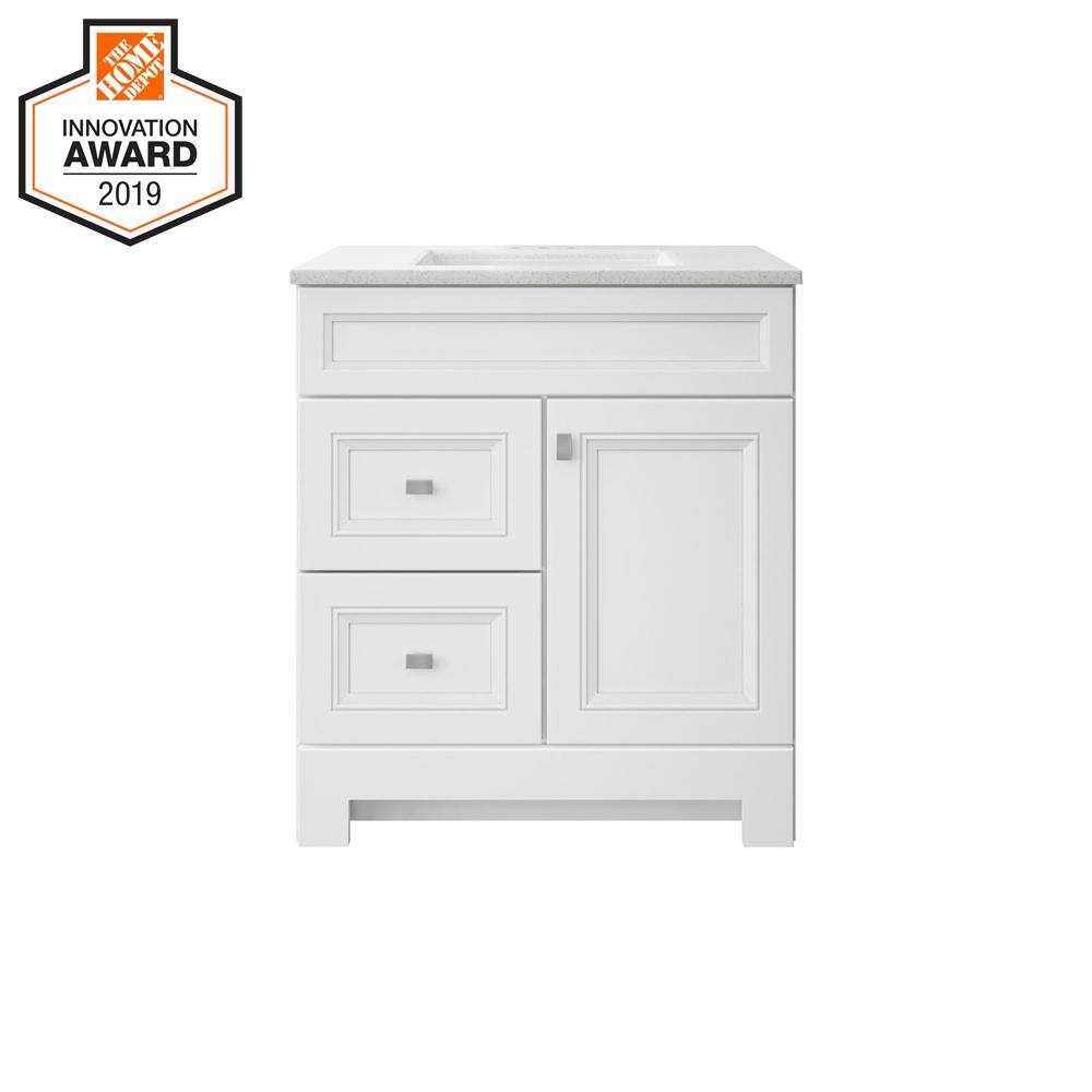 Home Decorators Collection Sedgewood 30.5 in. W x 18.8 in. D x 34.4 in. H Freestanding Bath Vanity in White with Arctic Solid Surface Top PPLNKWHT30D