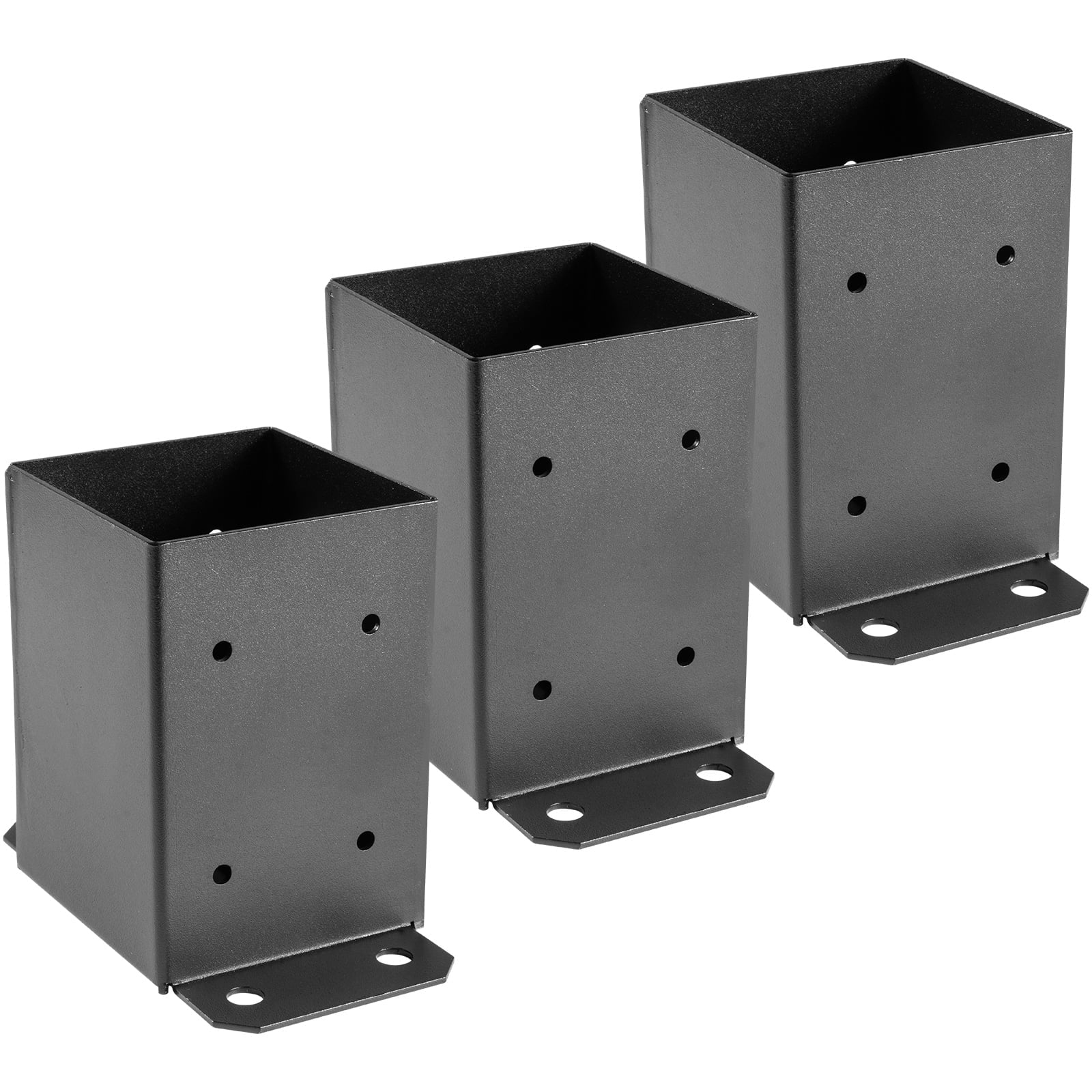 VEVOR 4 x 4 Post Base 3 PCS, Deck Post Base 3.6 x 3.6 inch, Post Bracket 2.5 LBS Fence Post Anchor Black Powder-Coated Deck Post Base with Thick Steel for Deck Supports Porch Railing Post Holders