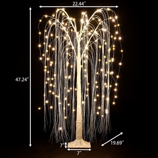 47.24 H White Willow Tree Christmas Holiday Party Decoration with LED Lights