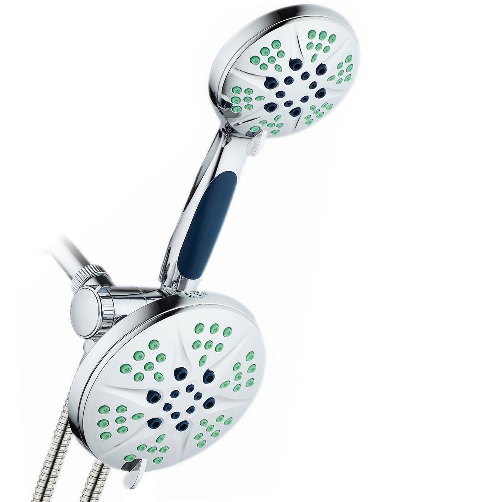 Hotel Spa Antimicrobial 48-Spray 6 in. High Pressure 3-Way Dual Rain Shower Head  Handheld Shower Head Combo in Chrome 6745