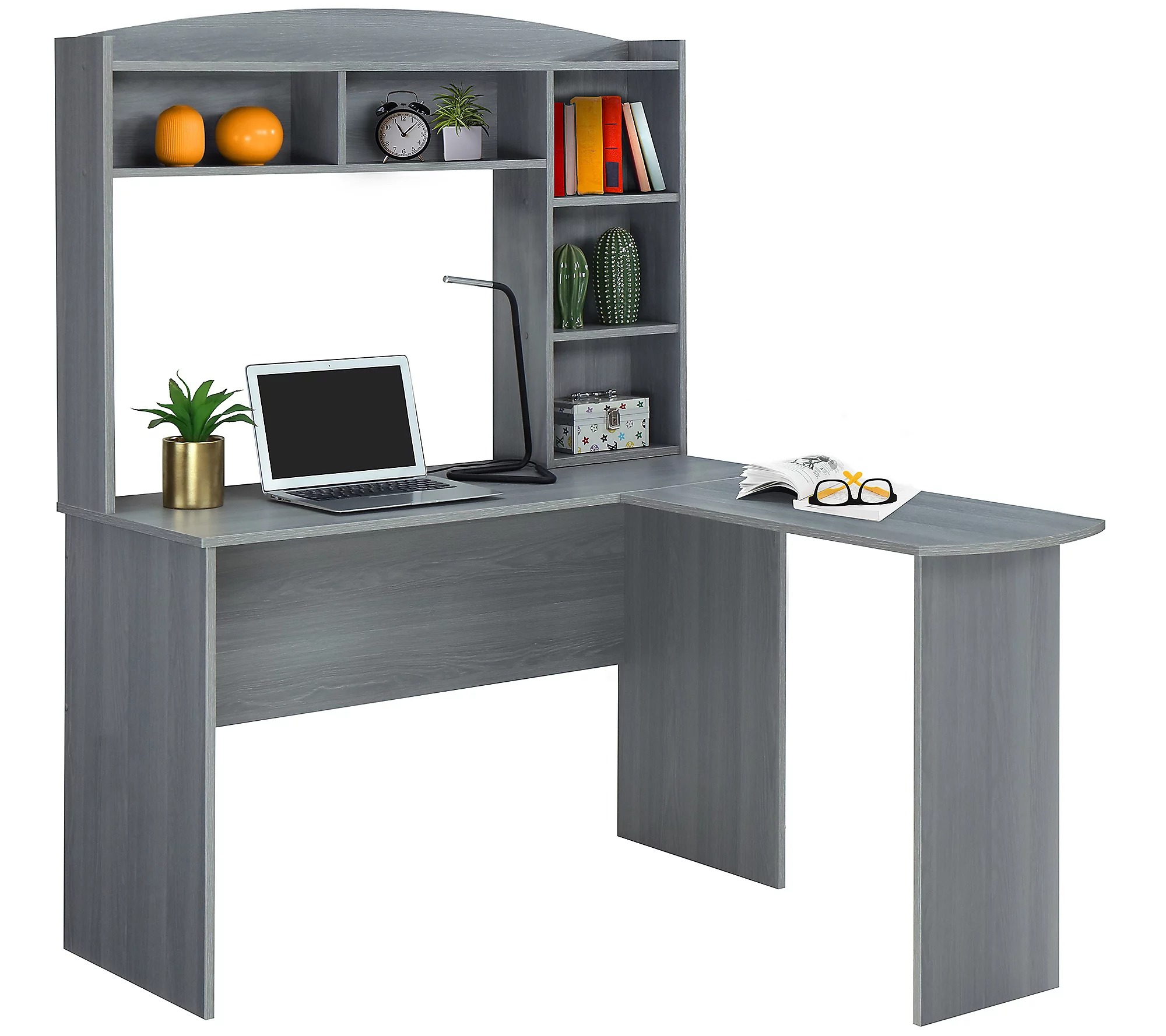 Techni Mobili Modern L-Shaped Computer Desk with Hutch