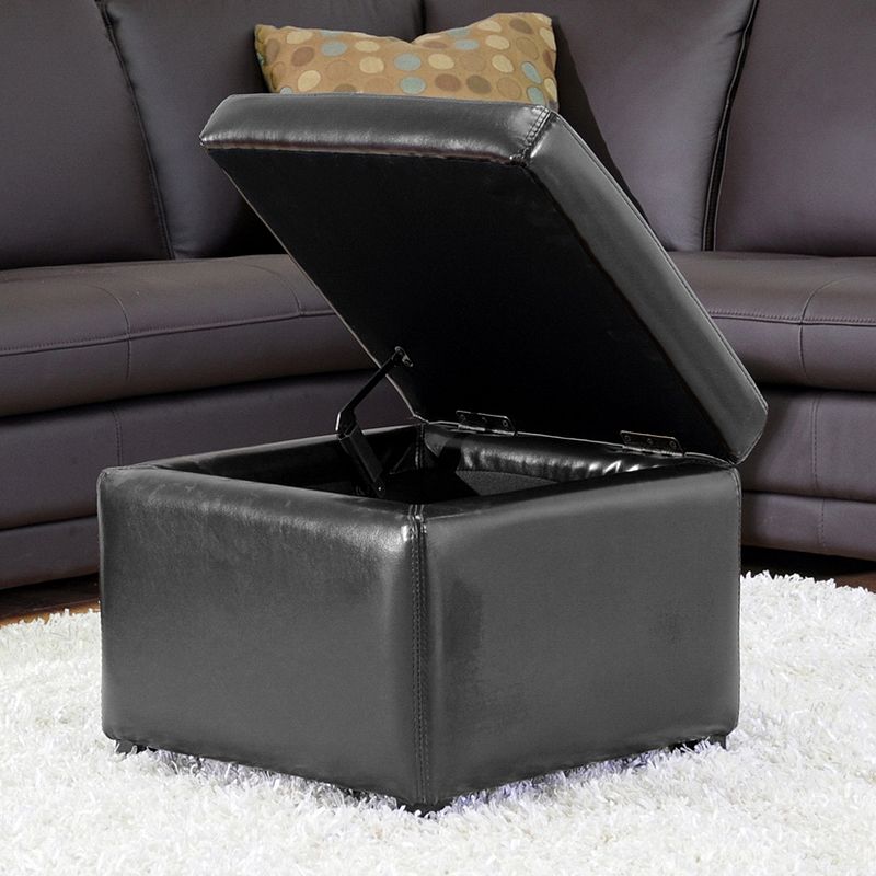 Baxton Studio Black Faux-Leather Storage Ottoman