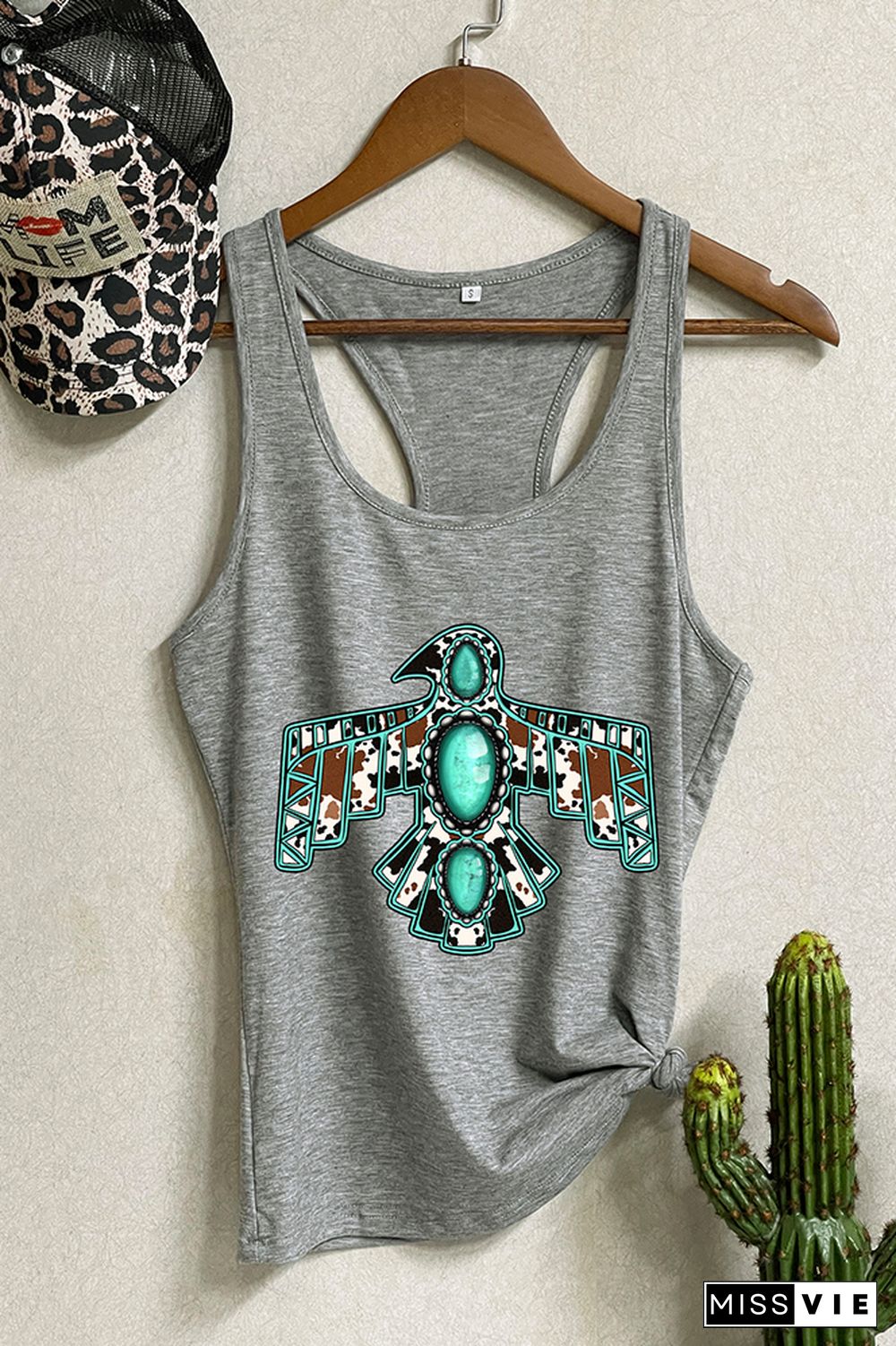 Cowhide Turquoise Thunderbird Tank Top Wholesale