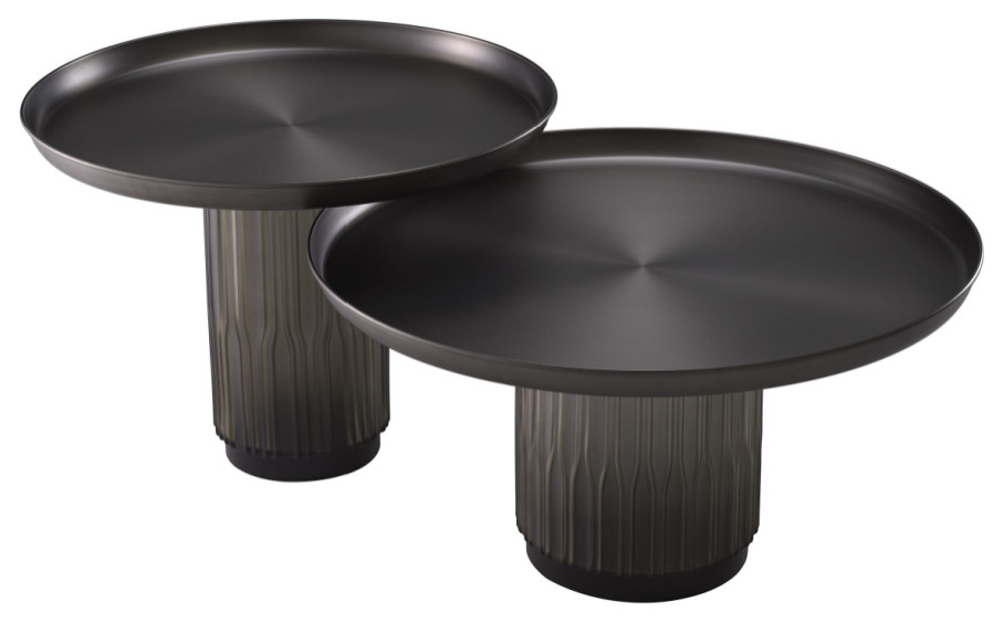 Black Gunmetal Coffee Tables Set  2  Eichholtz Zachary   Transitional   Coffee Table Sets   by Oroa   Distinctive Furniture  Houzz