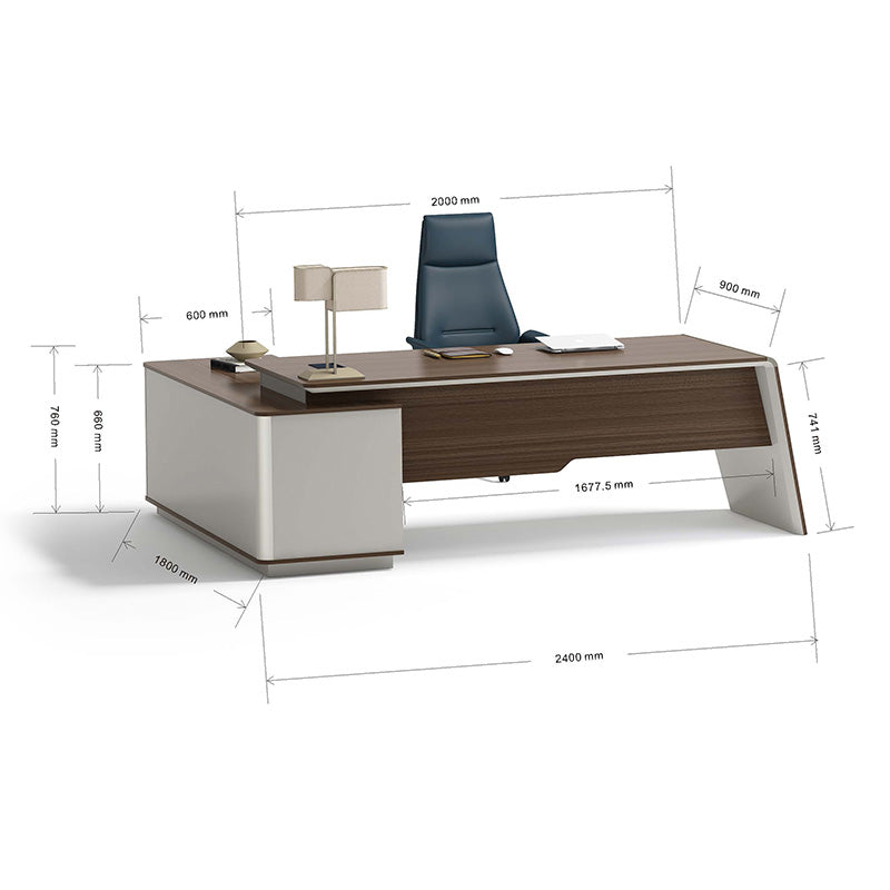 ANDERS Executive Desk Reversible Return 2.4M - Australian Gold Oak & Beige