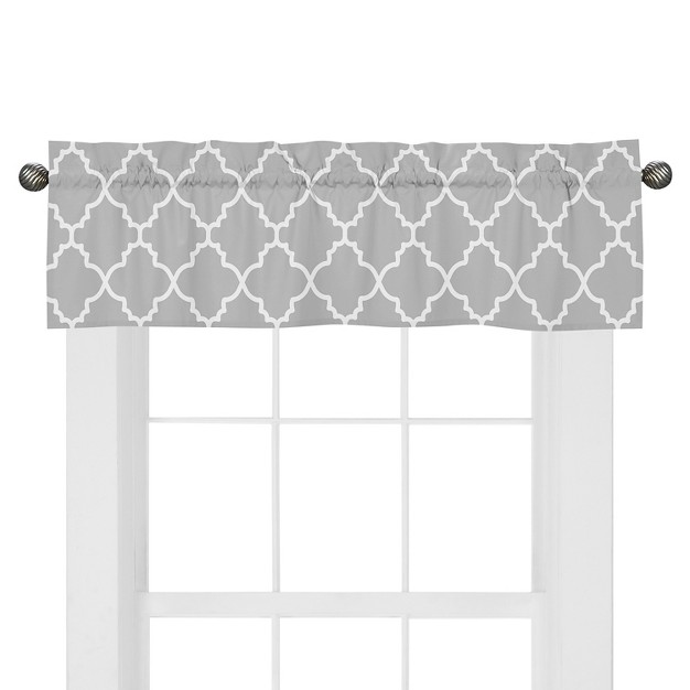 Sweet Jojo Designs Gray amp White Trellis Window Valance Gray