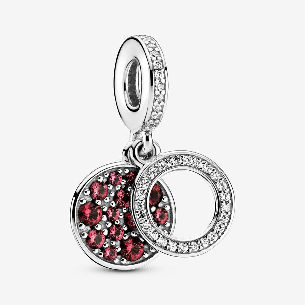 PANDORA  Sparkling Red Disc Double Dangle Charm