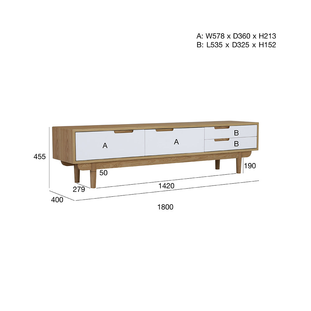 NAKULA Entertainment TV Unit 185.5cm - Natural & White