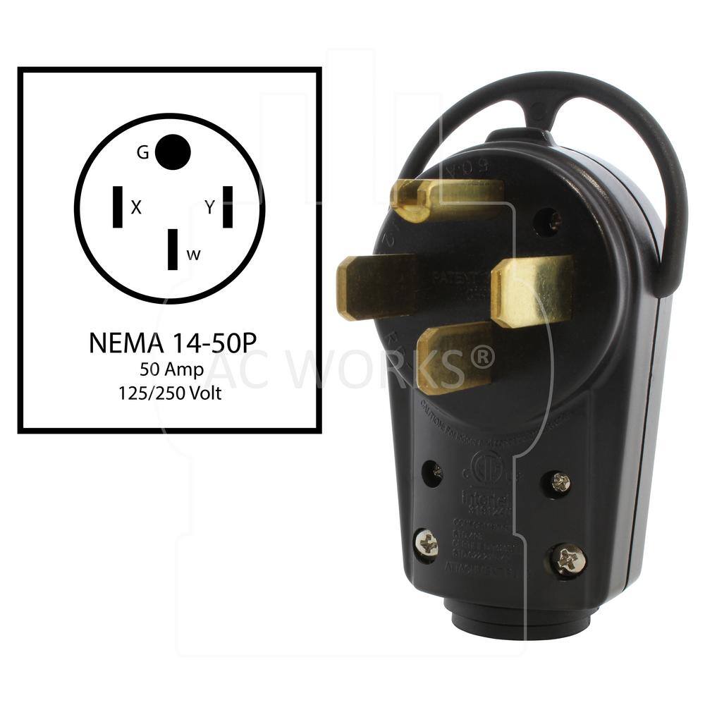 AC WORKS 50 Amp NEMA 14-50P DIY Assembly Plug AS1450P