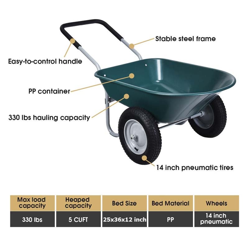 2 Wheel Wheelbarrow Garden Cart Heavy-duty Dolly Utility Car