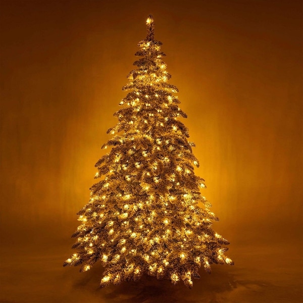 7.5Foot Artificial Christmas Tree with 400 LED Lights and Snow Flocked Branches