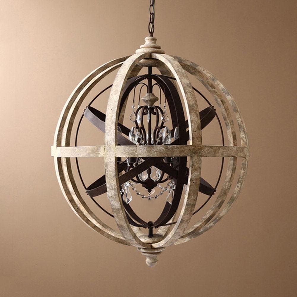 Retro Globe Weathered Chandelier